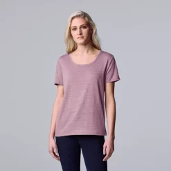 Women's Simply Vera Vera Wang Relaxed Fit Textured Tee -SIMPLY VERA VERA WANG Sales 6171579 Lilac Bush
