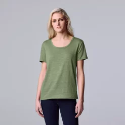 Women's Simply Vera Vera Wang Relaxed Fit Textured Tee -SIMPLY VERA VERA WANG Sales 6171579 Olive Meadow