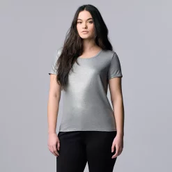 Women's Simply Vera Vera Wang Relaxed Fit Textured Tee -SIMPLY VERA VERA WANG Sales 6171579 Silver Foil