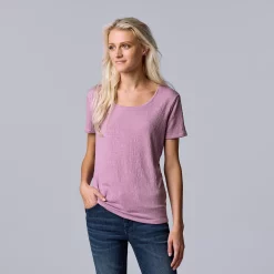 Women's Simply Vera Vera Wang Print Relaxed Fit Tee -SIMPLY VERA VERA WANG Sales 6171592 Lavendar Pansy