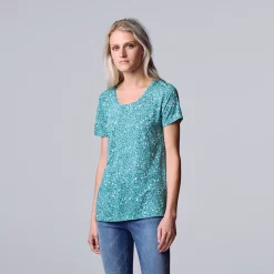Women's Simply Vera Vera Wang Print Relaxed Fit Tee -SIMPLY VERA VERA WANG Sales 6171592 Pebble Leo A
